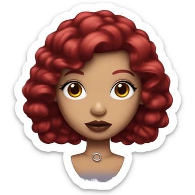 Doll with double d dark red hair big lips and long lashes sticker