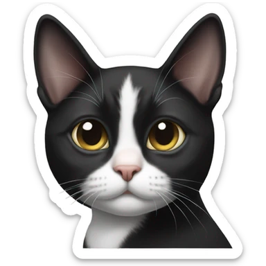 Tuxedo cat with black chin sticker