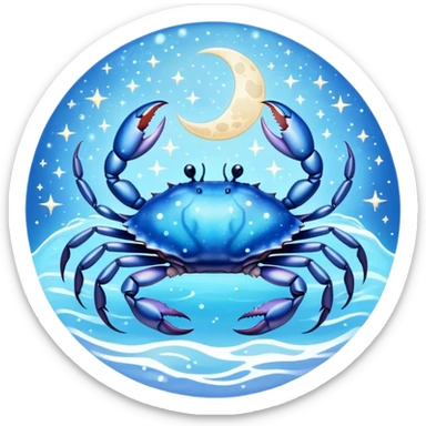 Realistic light blue white iridescent Celestial cancer Crab water dreamy astrology moon stars starry sticker