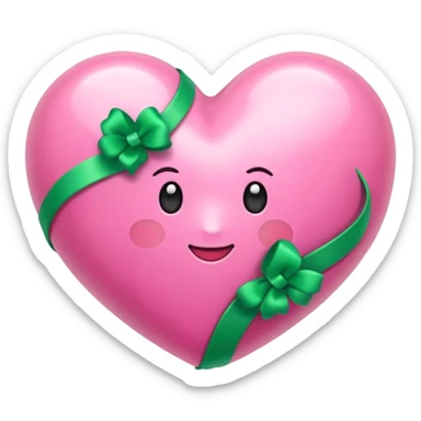 puedes hacer un corazón rosa con un lazo verde?, que sea parecido a este “💝” pero con el lazo verde  sticker