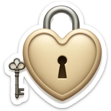 vintage beige heart-shaped lock and key sticker