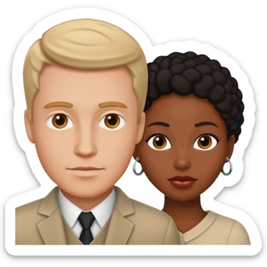 White man black female  sticker