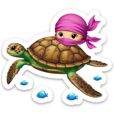 sea turtle wearing a pink pirate scarf sticker