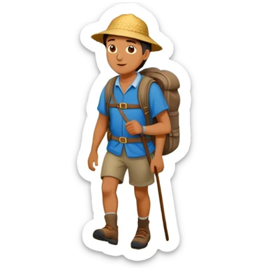lonesome hiker walks down the camino de santiago path sticker