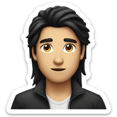 long black hair boy attitude  sticker