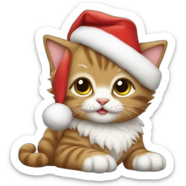 Very cute kitten Santa Claus sticker