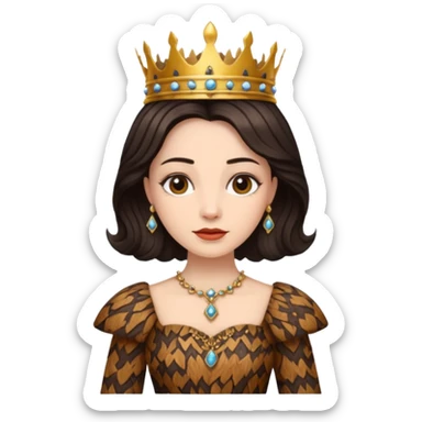 Queen wearing a bark-patterned dress sticker