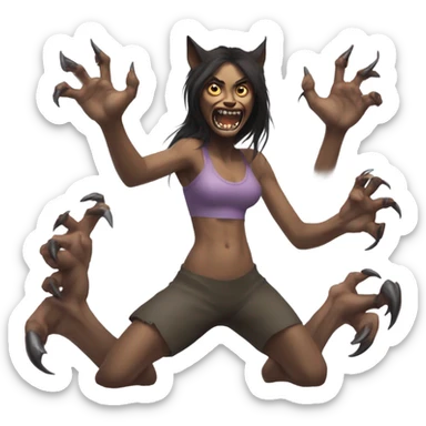 a woman turning into a werewolf sticker
