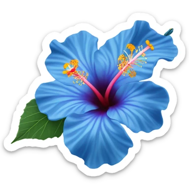 Blue hibiscus flower sticker