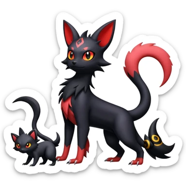 Salandit-Umbreon-Litten-Zorua-Noibat-Fakémon-hybrid-creature (full body)  sticker