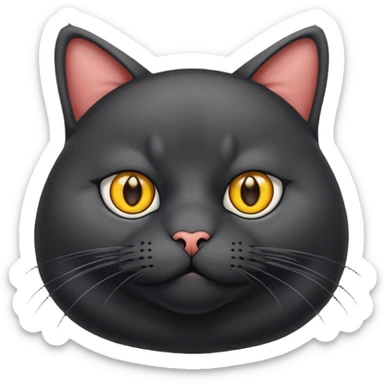 Un gato negro gordito con los ojos de color amarillos sentado sticker