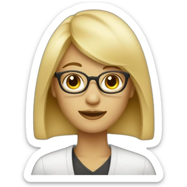 blonde visual designer with glasses and bangs sticker