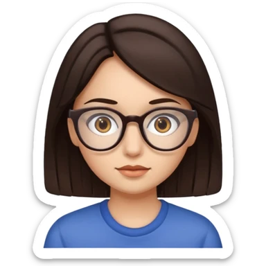Girl with dark brown hair with brown eyes with glasses sticker