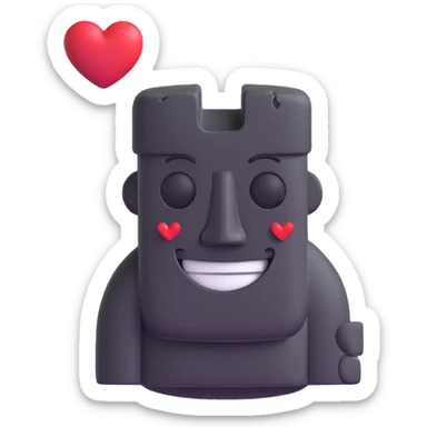 smiling moai emoji with a broken heart next to it sticker