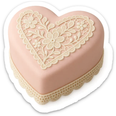 heart-shaped fondant cake with edible lace sticker