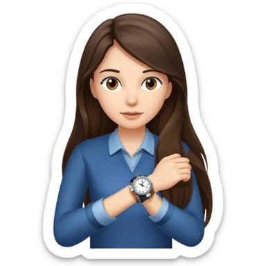 brunette long hairedwoman checking watch sticker