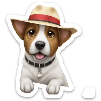 Dog in a hat on a boat sticker
