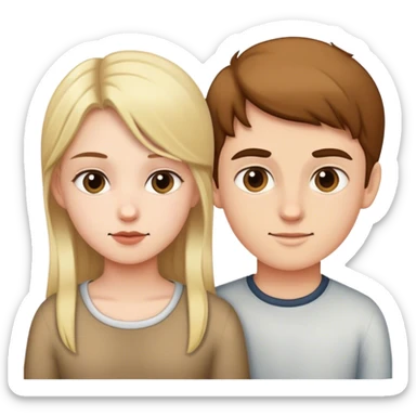 A girl poking a boy sticker