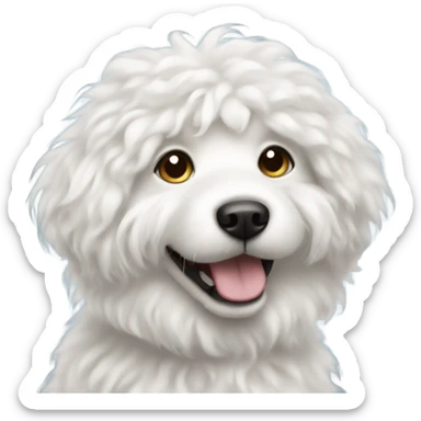 white fluffy dog with curly hair sticker