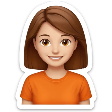 brown haired woman with orange shirt sticker