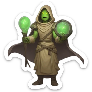 alien monk futuristic roguelike rpg style inspired by slay thee spire sticker