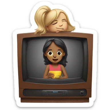 Girl watching tv sticker