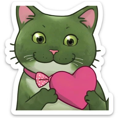 Cute cat with a heart sticker