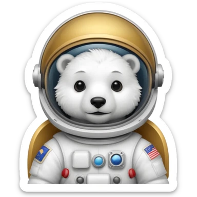 baby polar bear in astronaut helmet sticker