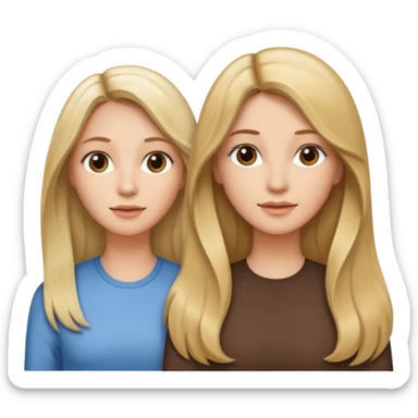 Uma cabelo loiro lizo e grande outra cabelo ondulado meio castanho meio loiro e outra lizo castanho sticker