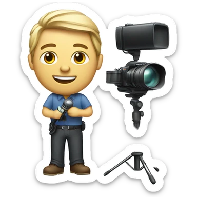 realistic journalist with camera and microphone  sticker