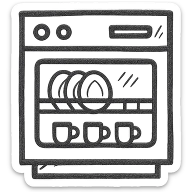 dishwasher hand drawn black outline icon sticker
