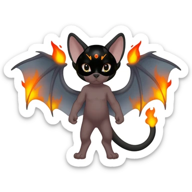 Black edgy Noivern-Litten-Sphynx-Lykoi-Caracal-cat-Fakemon full-body sticker