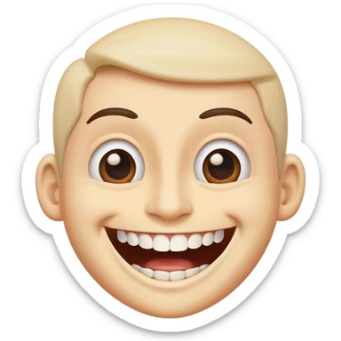 a face so happy eyes almost rolled in the back of their head exaggerated with the big grin showing teeth sticker