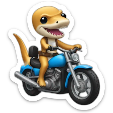 Hammerhead shark riding a motorcycle sticker