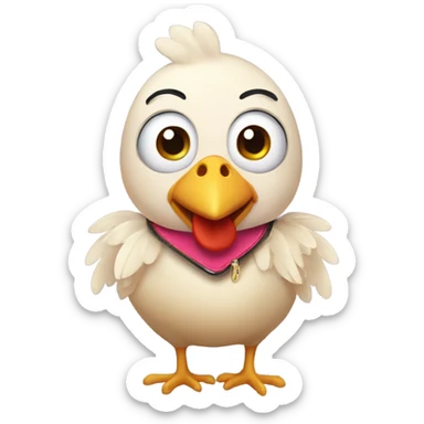 Chicken with beautiful eyelashes and a little purse sticker