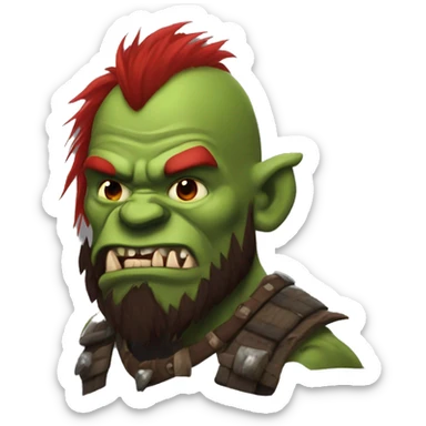 Berserker orc with red beard & red mohican sticker