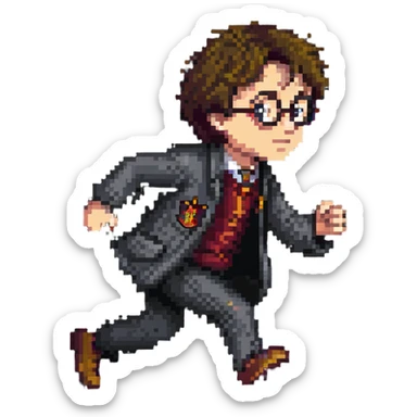Harry Potter running urgently without any wand sticker