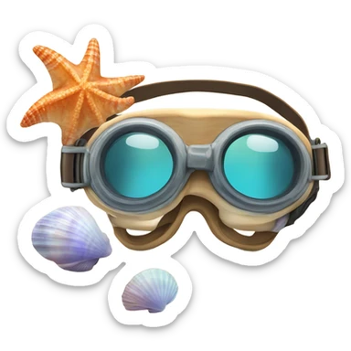 Many shells in a pair of goggles  sticker