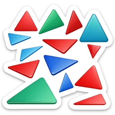 Red triangle , green rectangle , blue oval collage sticker