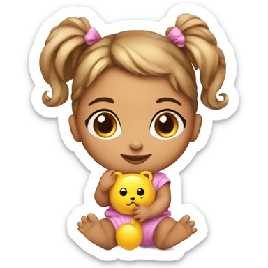 Cute baby girl with toy sticker