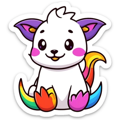 Adorable dragon puppy breathing tiny rainbow flames sticker