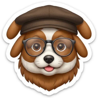 dog with glasses and hat sticker