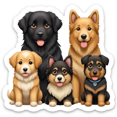 Landseer Newfoundland, golden retriever and German shepherd  sticker