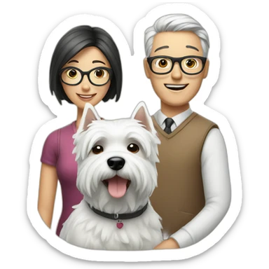 Man with glasses anda woman with a westie dog girl sticker