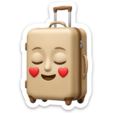 an Apple emoji style travel suitcase with a tired expression and half-closed eyes sticker