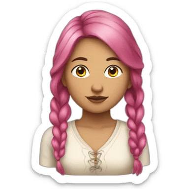 Métis woman with long and pink hair  sticker