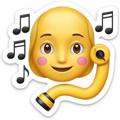yellow emoji whistling with music notes coming out its mouth and side-eyeing sticker