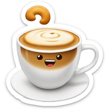 Hot coffee with a bun sticker