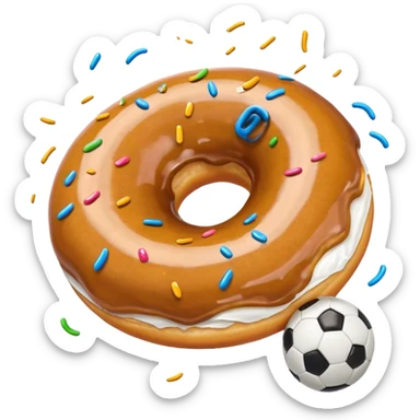Donut kicking a soccer ball sticker