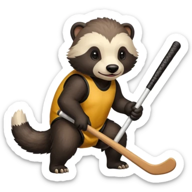 Honey badger playing feild hockey sticker